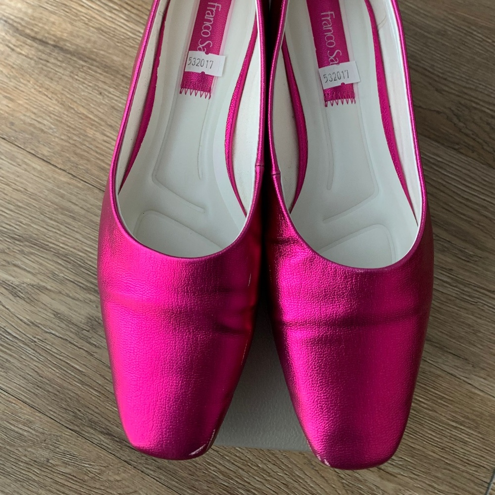 Fuschia metallic flats, Franco Sarto, size 8